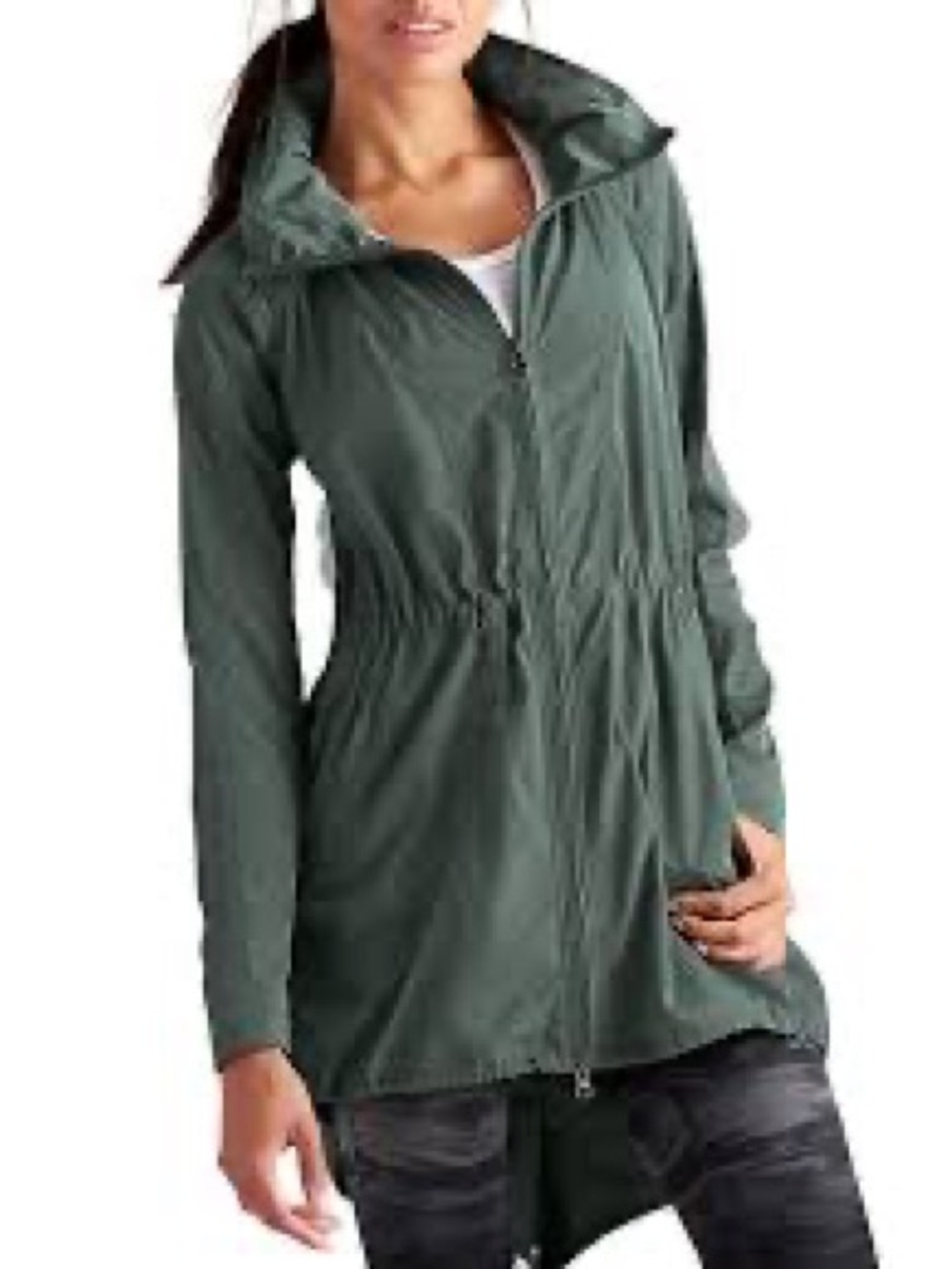 Athleta Drippity Lightweight Hooded Rain Jacket - Jasper Green - Small